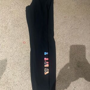 PINK Victoria's Secret Black Leggings with Multicolor Logo